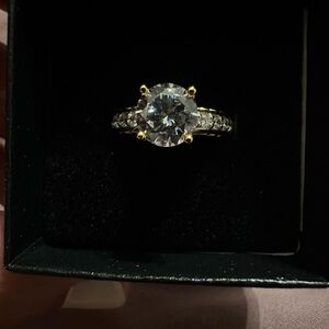 NIB Elegant Gold Plated over Silver Women's Ring CZ round diamonds.